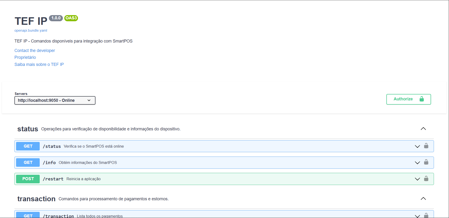 TODO: adicionar screenshot da Swagger UI do TEF IP